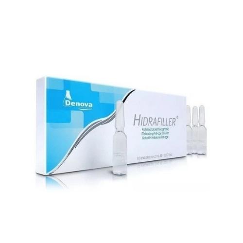 Caja con ampollas de Hidrafiller 2% con Acido Hialurónico By Denova